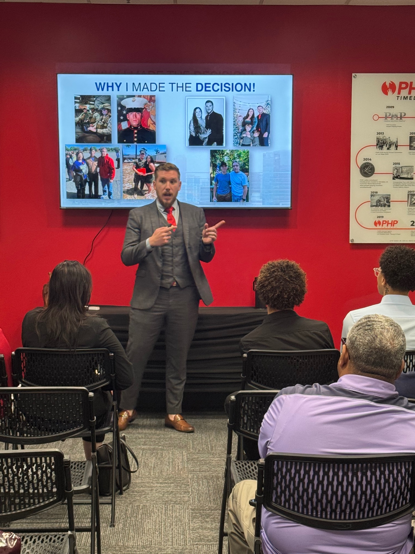 Michael Gerhart presenting to a live audience